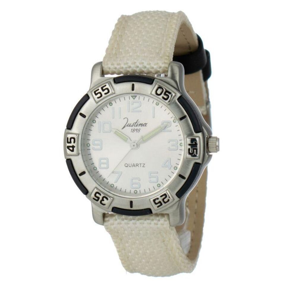 JUSTINA Elegant Leather Dress Watch Women Beige Watches